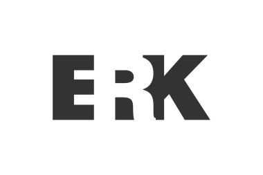 ERK logo tasarımı. İlk harf E R K kalın yazı tipi teknoloji girişimleri, danışmanlık, kurumsal markalaşma. Yaratıcı şirket adı, manşet başlıkları tipografi kimliği, moda logoti tipi. Vektör illüstrasyonu.