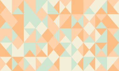 Soyut pastel geometrik desen. Yumuşak şeftali, nane ve krema tonlarında kusursuz üçgen mozaik. Arkaplan, tekstil veya modern tasarım projeleri için ideal.