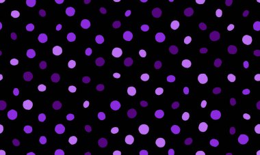 Siyah arka planda soyut mor benekli desen. Tekstil, web siteleri, ambalaj ve oyuncu markalar için çok yönlü tasarım ideal. Enerjiyi, eğlenceyi ve gizemi çağrıştırıyor..