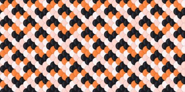 Turuncu, siyah ve kremalı soyut dokuma desenleri. Modern geometrik tasarım arka plan, moda ve ambalaj için idealdir. Dinamik çapraz çizgiler hareket ve enerji hissi yaratır..