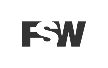 FSW logo tasarımı. İlk harf F S W kalın yazı tipi teknoloji girişimleri, danışmanlık, kurumsal markalaşma. Yaratıcı şirket adı, manşet başlıkları tipografi kimliği, moda logoti tipi. Vektör illüstrasyonu.