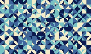 Soğuk mavi ve bej tonlarda soyut geometrik desen. Orta çağ modern tarzı, arka plan, tekstil ve web sitesi tasarımı için ideal.