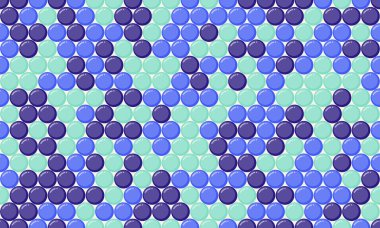 Çapraz düzende mavi ve mor dairelerin soyut ve pürüzsüz desenleri. Web sitesi geçmişi, tekstil tasarımları veya oyuncu markalar için ideal.