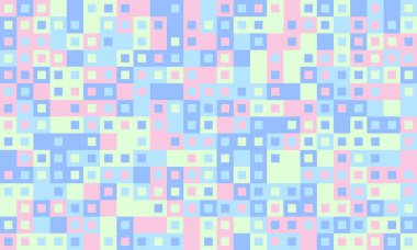 Soyut pastel kare mozaik desen. Geçmişi, web sitesi tasarımı, tekstil baskıları ya da eğlenceli markalar için mükemmel. Yumuşak, rahatlatıcı renkler nazik, modern bir estetik yaratır..
