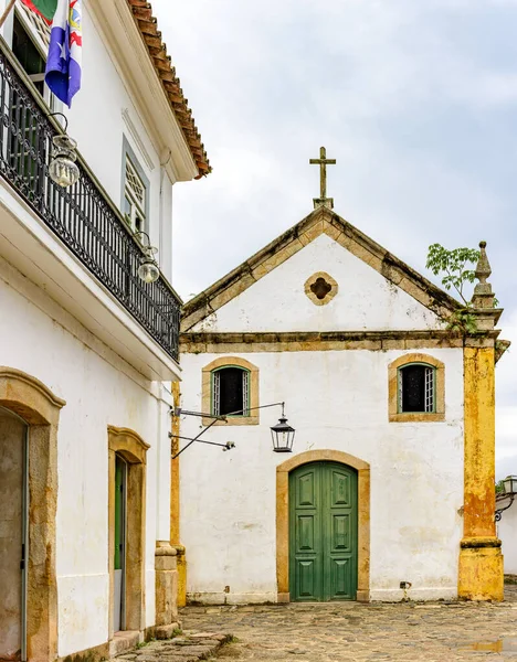 Kända Kyrkans Fasad Den Antika Och Historiska Staden Paraty Södra — Stockfoto