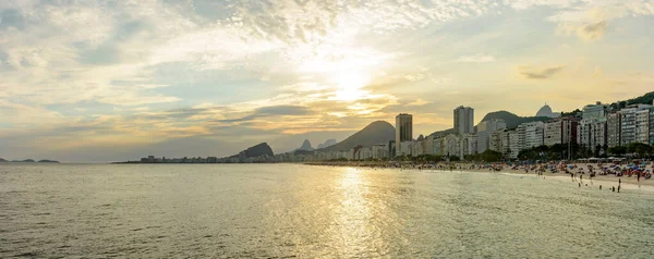 Panoramautsikt Över Stränderna Leme Och Copacabana Rio Janeiro Med Bergen — Stockfoto