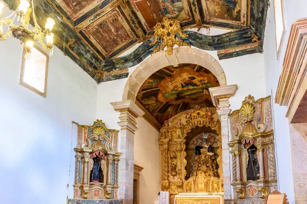 Interior Altar Una Antigua Iglesia Histórica Brasileña Del Siglo Xviii — Foto de Stock