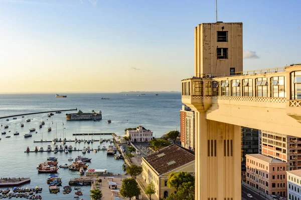 Vista Baía Todos Santos Elevador Lacerda Famosa Cidade Salvador Bahia — Fotografia de Stock