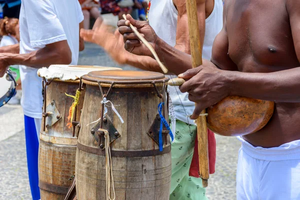 Capoeira Suoi Strumenti Musicali Presentazione Strade Del Pelourinho Salvador Bahia — Foto Stock