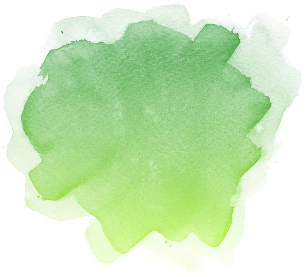 Aquarelle verte abstraite sur fond blanc . — Photo