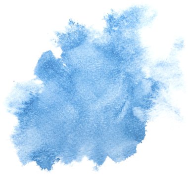 Beyaz arkaplanda soyut mavi suluboya.