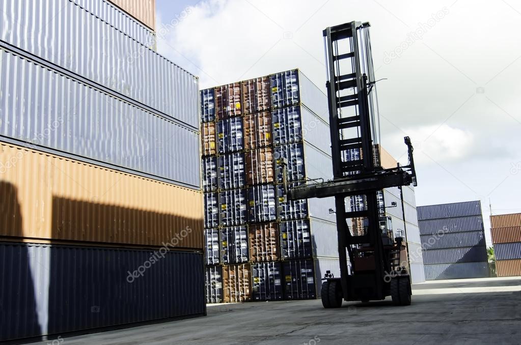 container truck ,ship in port and freight cargo plane in transport and import-export commercial logistic ,shipping business industry