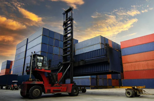 Container Hafen Shipping Transportkonzept Und Containerentladung Seeverkehr Der Weltweiten Logistik — Stockfoto