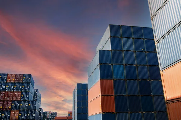 Container Hafen Shipping Transportkonzept Und Containerentladung Seeverkehr Der Weltweiten Logistik — Stockfoto