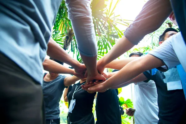 Solidariedade Unir Pessoas Mãos Juntos Trabalho Equipe Comunidade Mãos Espírito — Fotografia de Stock