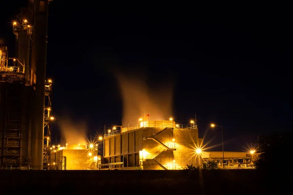 Indústria Refinaria Petróleo Pôr Sol Fábrica Fábrica Petroquímica — Fotografia de Stock