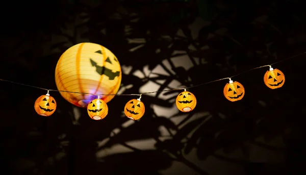 Halloween Pumpa Huvud Jack Lykta Trädgården — Stockfoto