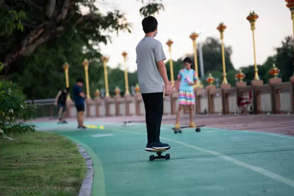 Young Asian Man Leg Surf Skate Skate Board — Stock Photo, Image