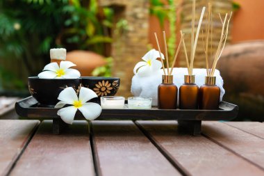 Kadın ayakları ve el kaplıcası için spa ve ürün, Tayland. seçiniz ve yumuşak odak