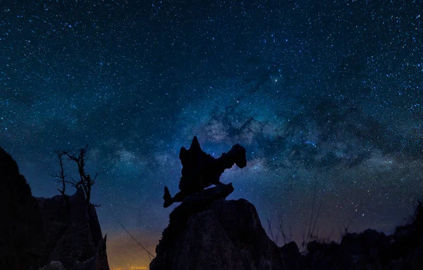 Fantastisk Vacker Natthimmel Vintergatan Galaxy Vackra Vintergatan Galax Lång Exponering — Stockfoto