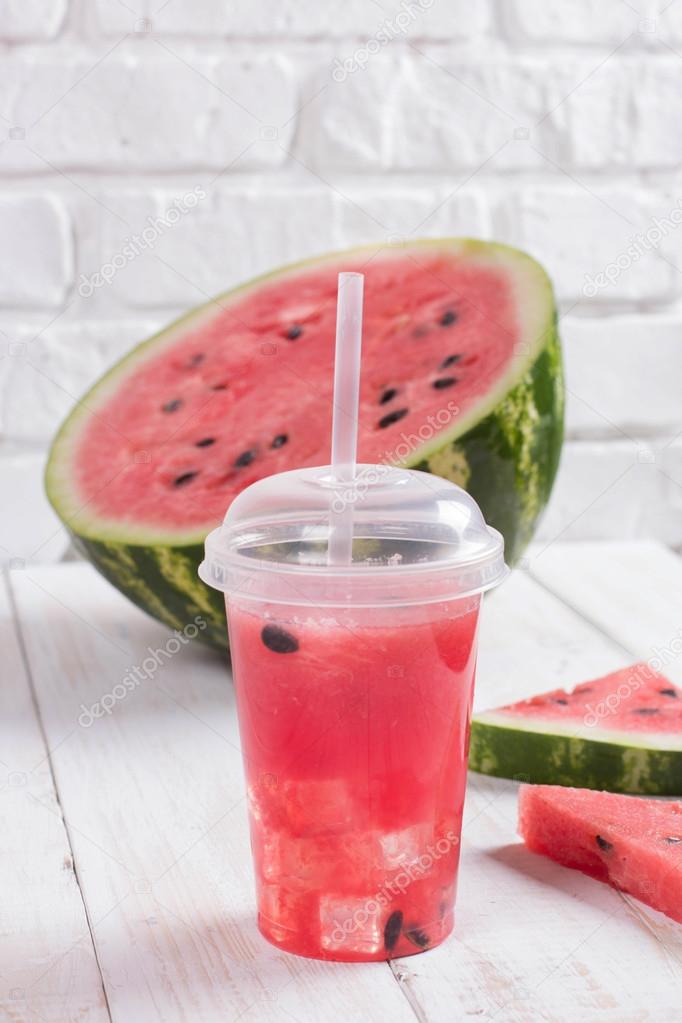 Watermelon Smoothie Cup with Straw - Free Download Images High Quality PNG,  JPG