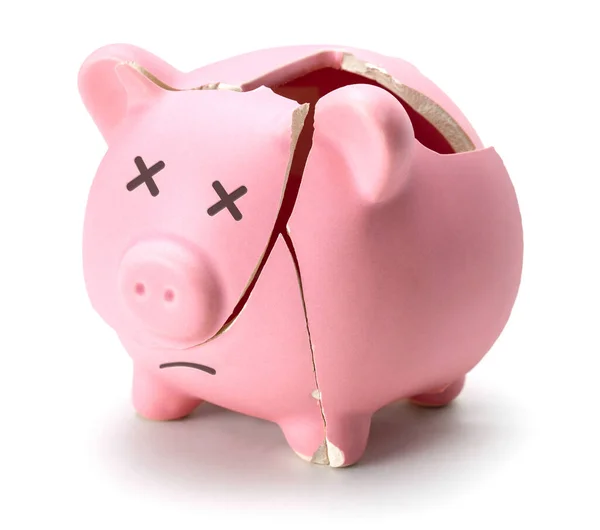Broken piggy bank isolated on white background — Stock Photo, Image