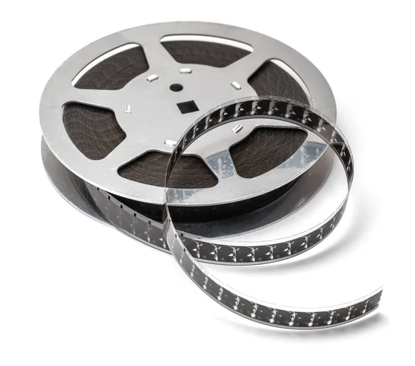 Filmrulle med filmremsa isolerad på vit bakgrund. — Stockfoto