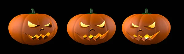 Halloween pumpkin. Angry face. Isolated on black. 3d render