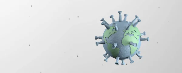 Coronavirus, a virus in the form of the earth. Copy space for text. 3d render