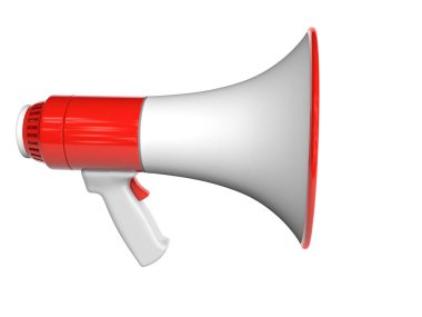 Kırmızı hoparlör. kırpma yolu ile beyaz arkaplanda izole. 3d hazırlayıcı