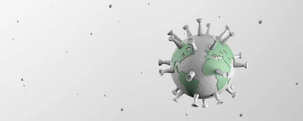 Planet earth in the form of a virus. Coronavirus epidemic on earth. Copy space for text. 3d render