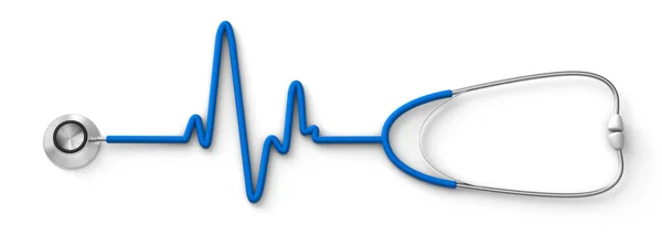 Stethoscoop in de vorm van een cardiogram geïsoleerd op witte achtergrond. 3d renderen — Stockfoto