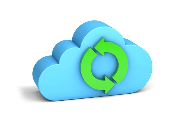 Cloud storage. Data sync. round green arrows. isolated on white background. 3d render — Stock Photo, Image