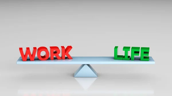 Równowaga między pracą a życiem. 3d renderowanie — Zdjęcie stockowe