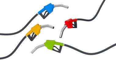 Yakıt pompaları. Beyaz arka planda izole edilmiş. 3d hazırlayıcı