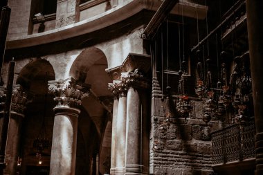 Kudüs, İsrail-05.10.2017: tapınakta ışık ve gölgeler. Vintage işlemde fotoğraflar