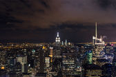 Картина, постер, плакат, фотообои "manhattan cityscape with skyscrapers at night , new york city (aerial view)", артикул 115966788