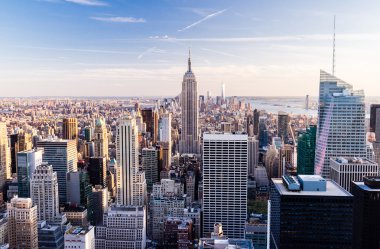 Manhattan cityscape gökdelenler ile New York City (Üstten Görünüm)