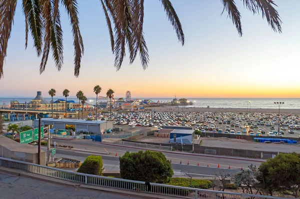 Santa Monica beach at sunset, Los Angeles, California, USA