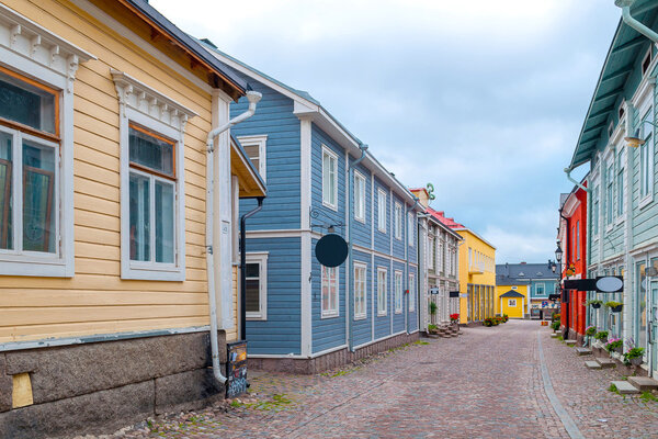 Colored street in old town Porvoo, Finland