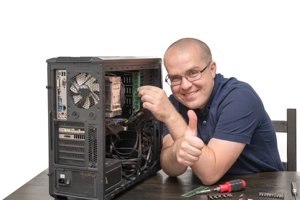 Computer Technician repairing computer system — Stock Photo, Image