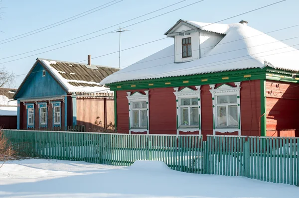 rural house in the village in the winter