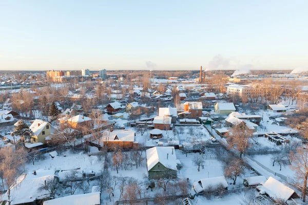 Aerial view of houses at winter season Stock Image