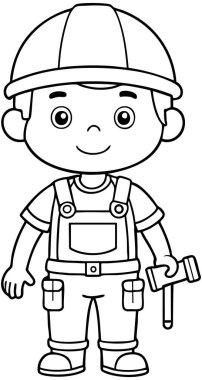 Genç öğrencilerde yaratıcılık, takım çalışması ve problem çözme becerilerini teşvik eden yaratıcı tasarımlar içeren eğitici yapı eğlencesi ve öğrenme aktiviteleri için yaratıcı çizgi film çizim sayfası.