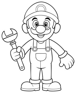 Popüler bir bilgisayar oyunu muslukçusu karakterinin büyüleyici bir çizimi. Bu resim renk etkinlikleri için mükemmeldir ve güvenilir aracıyla sevilen bir oyun ikonunu kutlar.