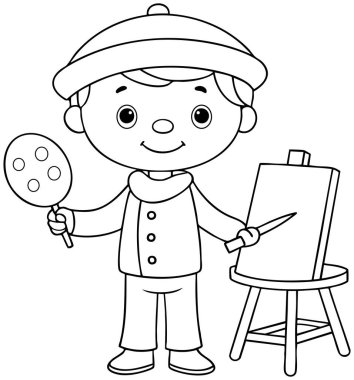 Çocuklar için resim çizen mutlu genç ressam yaratıcı sanat ve öğrenme projeleri hayal gücünü, yaratıcılığı ve görsel sanatları takdir etmeyi teşvik ediyor..