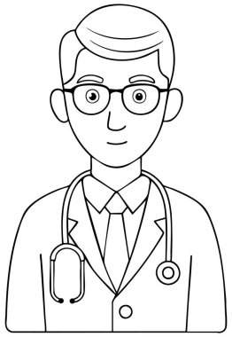 Gözlük takan ve steteskop kullanan profesyonel doktor illüstrasyonu uzman sağlık hizmeti tavsiyesi veriyor