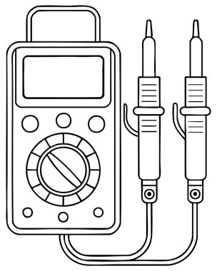 Sonda çizgileri ile dijital çokölçer test, tamir ve elektrik mühendisliği görselleri için uygundur.