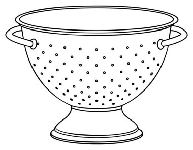 Yemek hazırlama, boşaltma tasarımı ve mutfak görselleri için temel mutfak süzgeci çizimi.