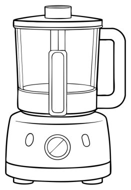 Mutfak aletleri tasarımı, tarif görselleri ve aşçılık projesi sanatı için gıda işlemci çizgisi çizimi çizimi ideal.